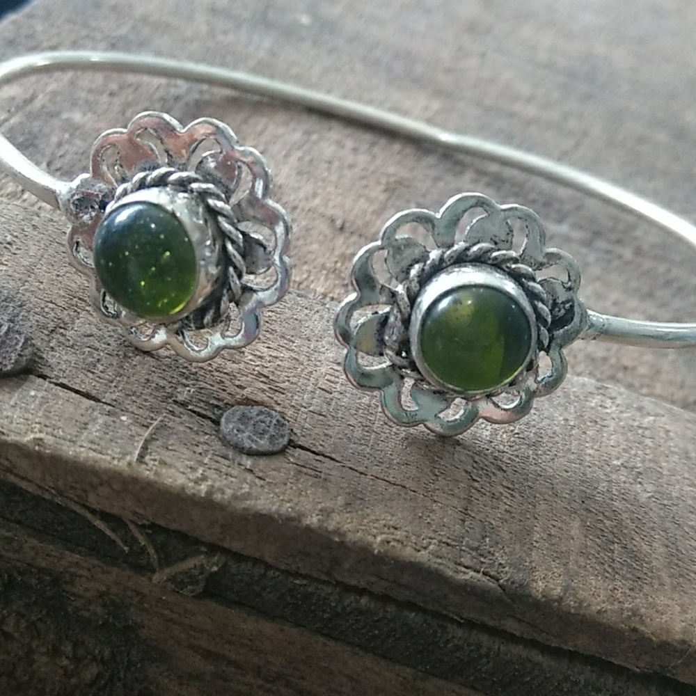 Boho cuff bracelet peridot gemstones